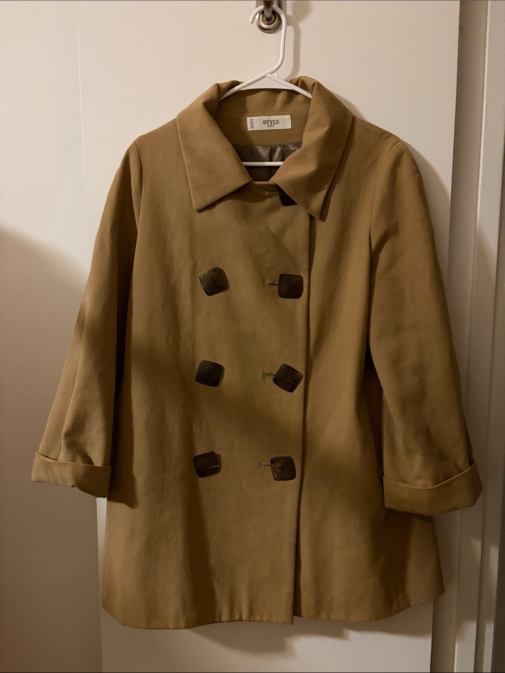 Vintage Women's Double-Breasted Tan Coat